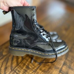 Dr. Martens Black Patent Leather Ankle Boots